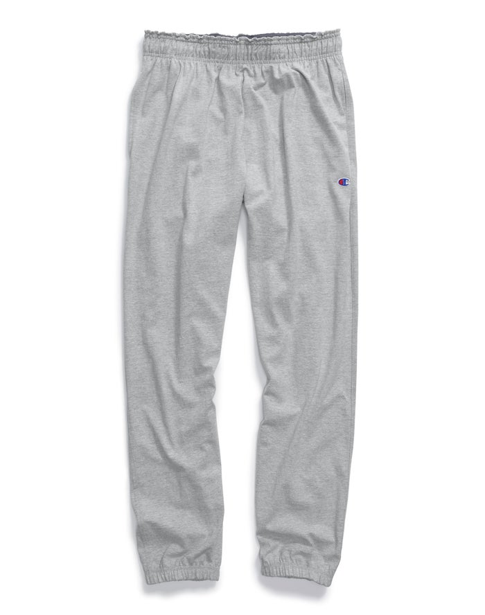 Champion Mens Pants NZ - Big & Tall Cotton Jersey Grey ( 1264-WUVIG )